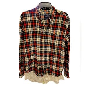 Cactus Flannel Plaid Med L/S front pocket, lace hem